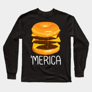 Merica Donut Cheeseburger Long Sleeve T-Shirt